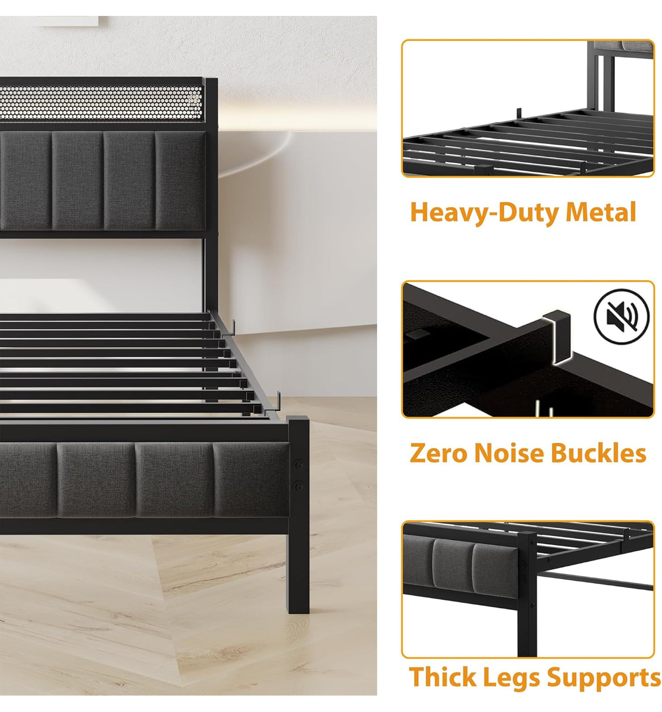 3ft Single Bed Frames with Storage Headboard