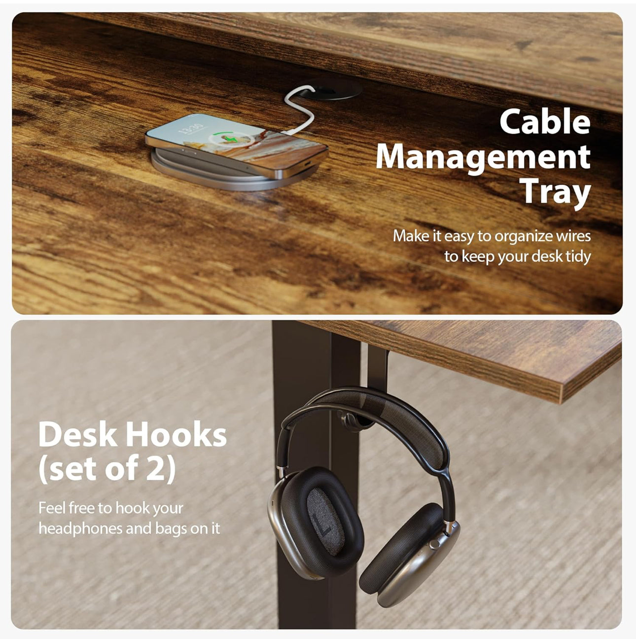 Electric Adjustable Height Desk with 2 Drawers