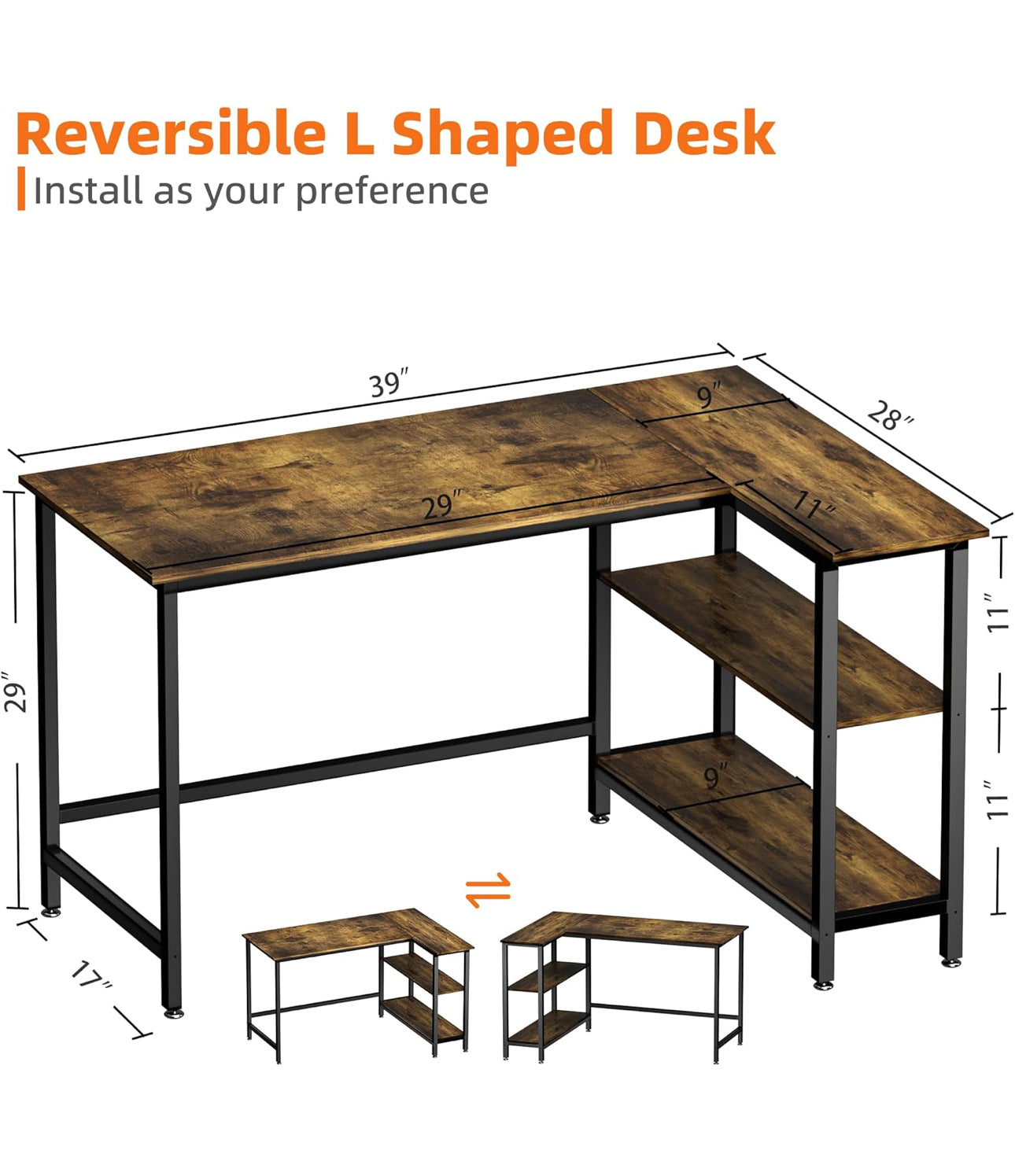 L Shaped Desk, 100x72cm Gaming Computer Desk