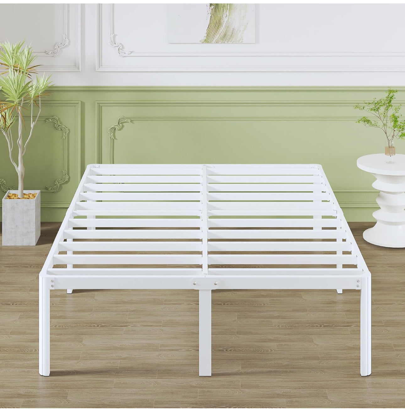 High White King Size Bed Frame 5ft with Rounded Corners