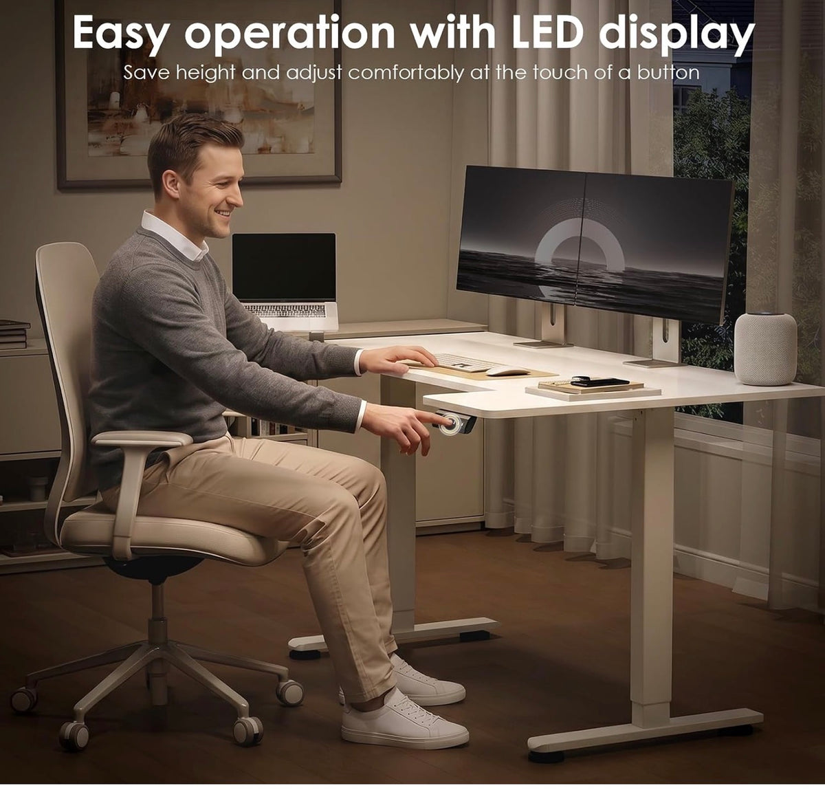 Height Adjustable Desk, U Shaped Standing Desk with 3 Memory Presets
140×70cm Electric Sit Stand Desk, Ergonomic Wrap Around Computer Table, Ultra Quiet Motor for Home Office Living Room, White