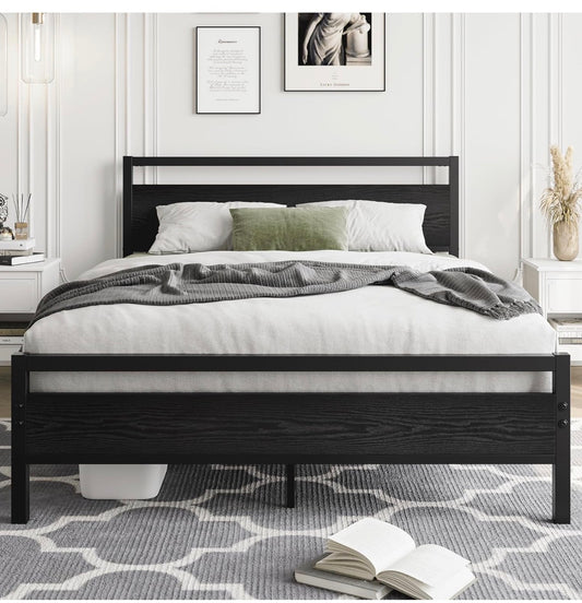 4ft6 Double Bed Frames with Wooden Headboard