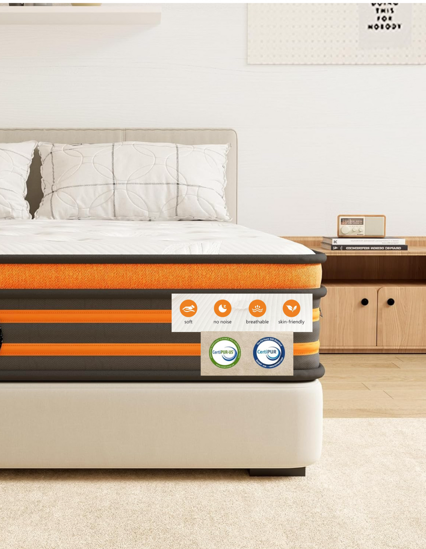 4FT6 Double Mattress, 9-Zone Gel Memory Foam, 10 Inch Pocket Sprung Hybrid Orthopedic