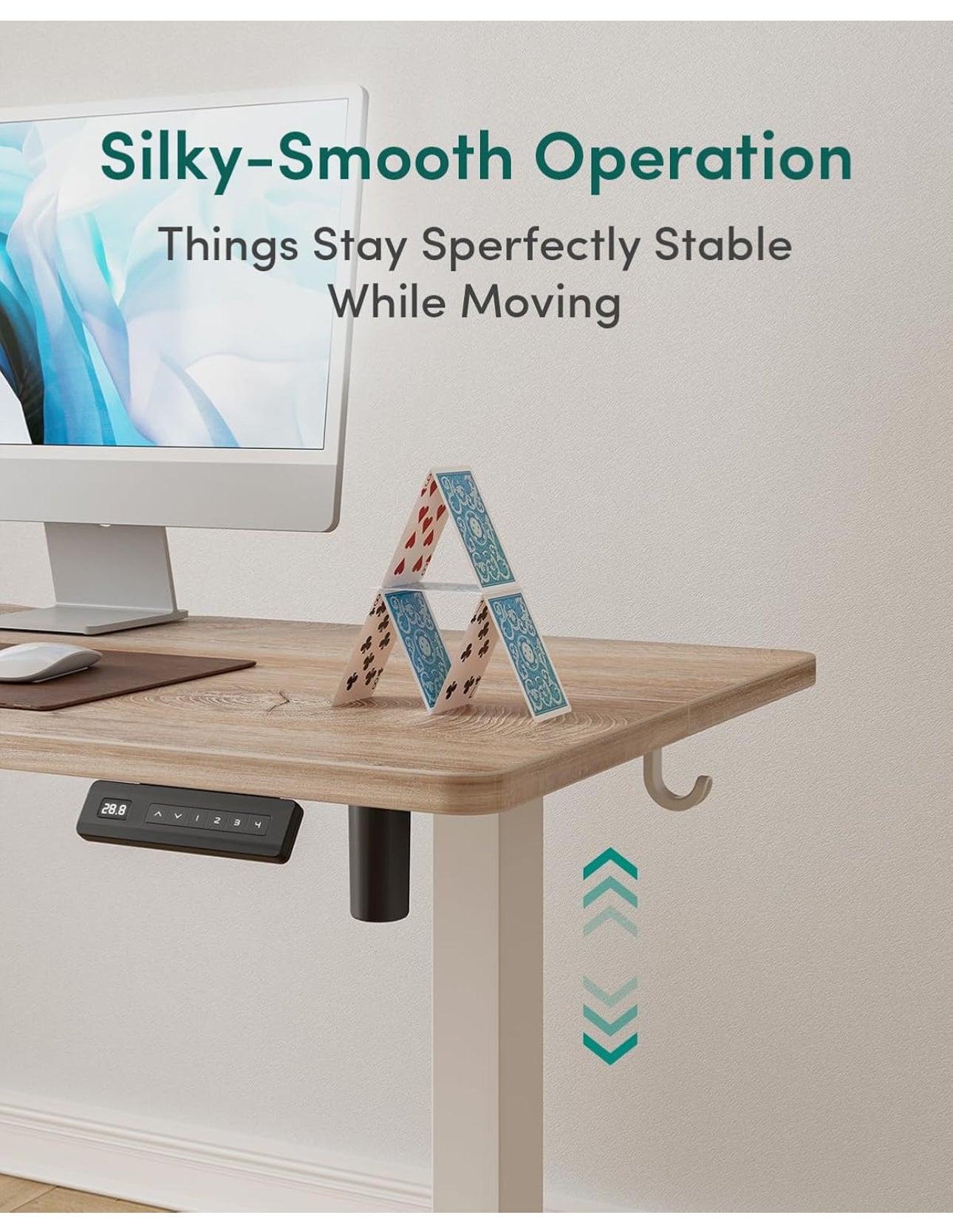 Electric Height Adjustable Standing Desk with digital display control panel, 60x100cm