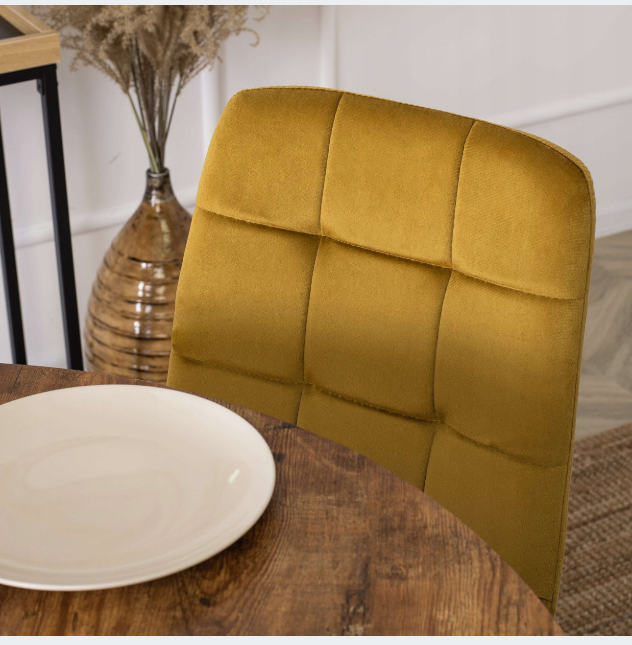 Upholstered Mustard Velor Kitchen Chairs