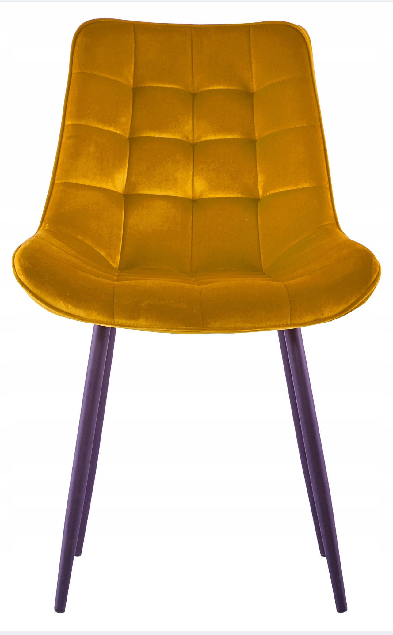 Set Of 4 Velvet Mustard Upholstered Chairs