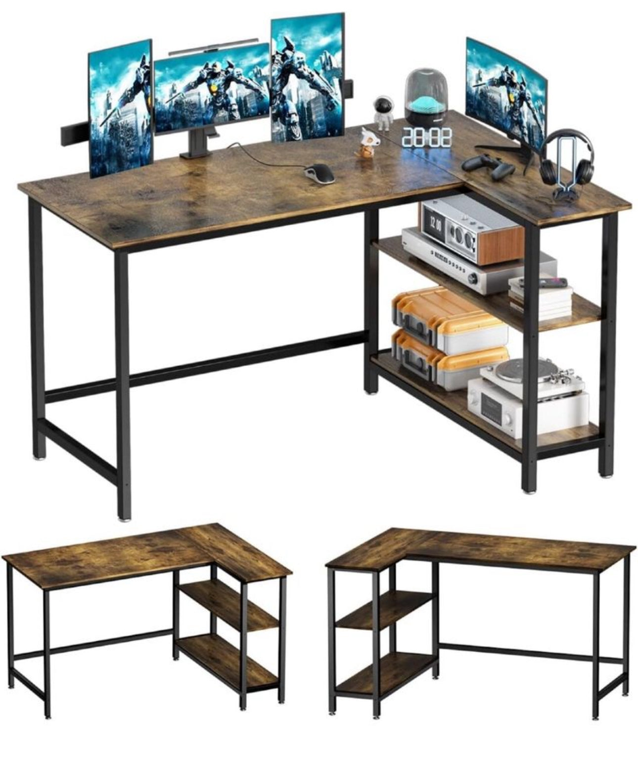 L Shaped Desk, 100x72cm Gaming Computer Desk