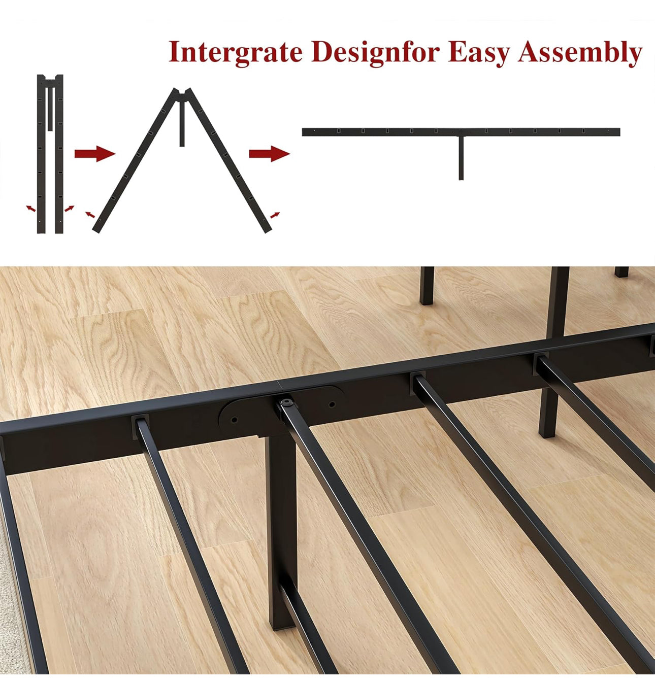 Single Bed Frame with Storage, Metal Bed Frame