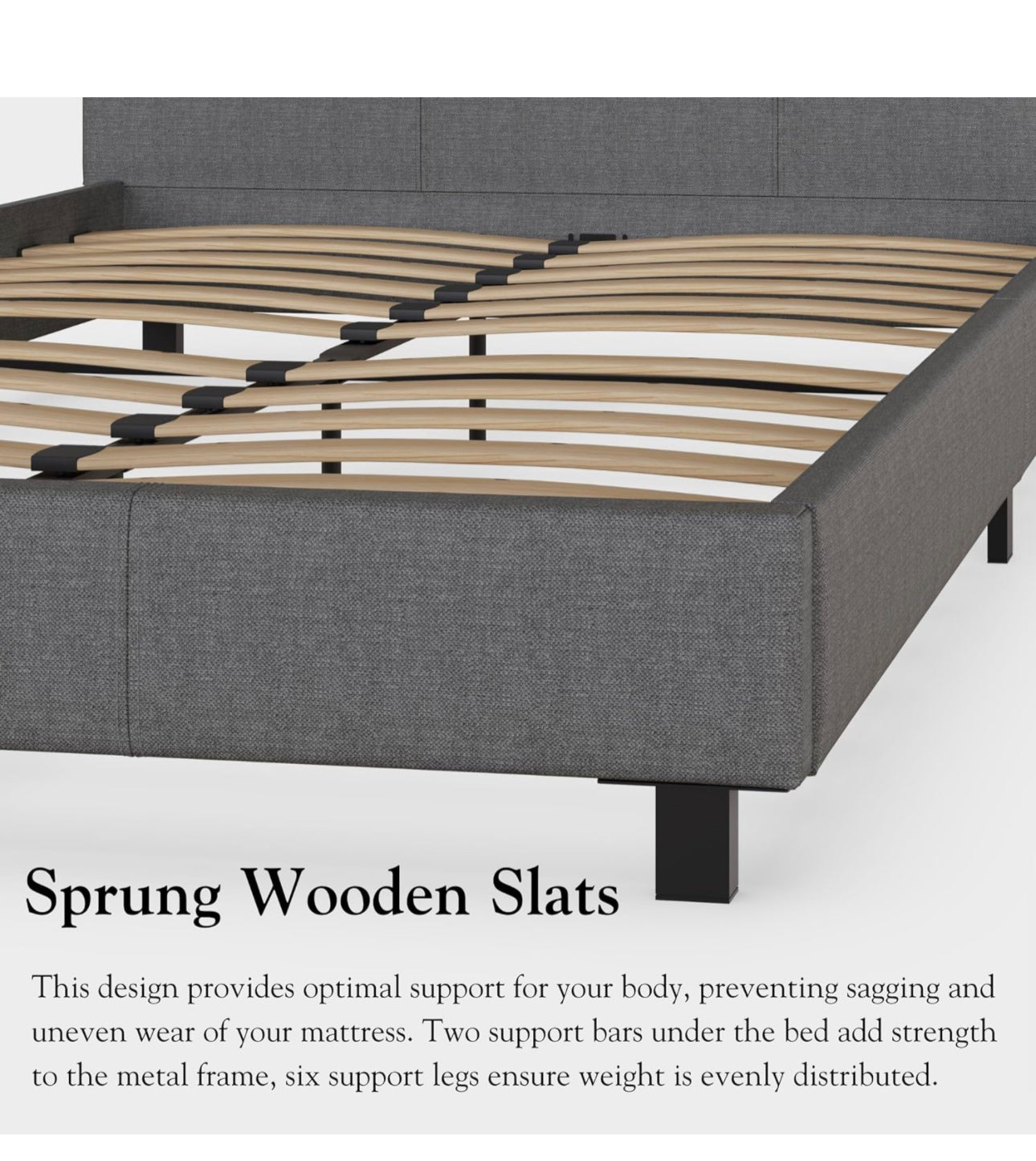 Double Bed Frame, 4ft 6 Double Bed with Headboard