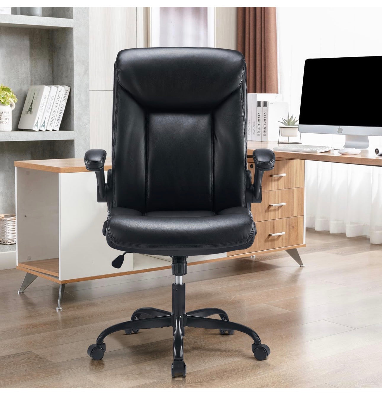 Executive Office Chair Swivel Work Chair Computer Desk Chair with Flip-up Armres