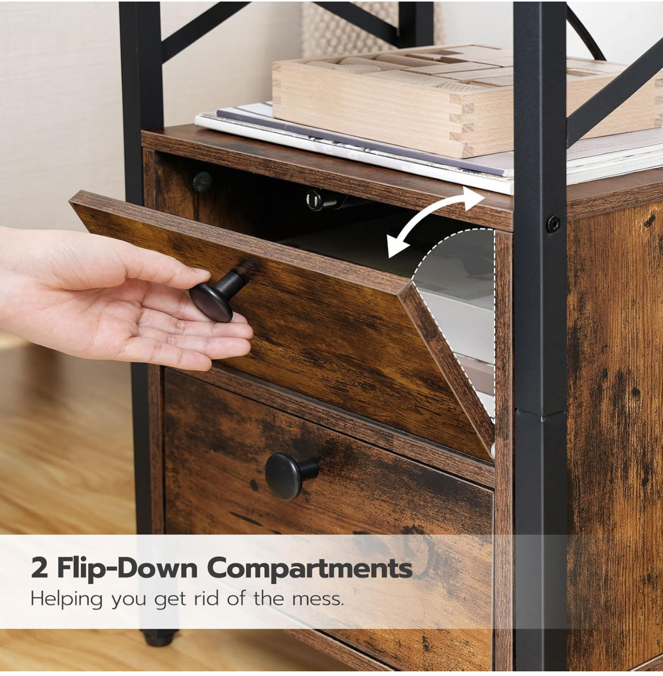 2 Bedside Table with Charging Station