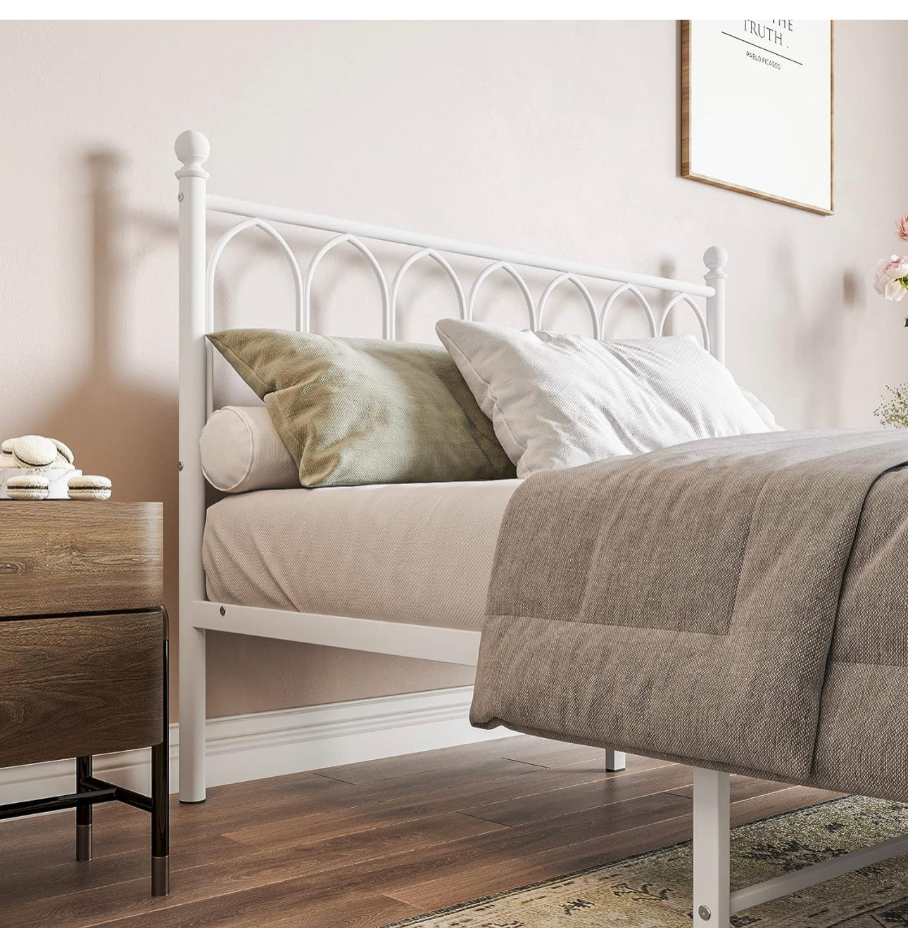 Double Metal Bed Frame Modern Style with Headboard