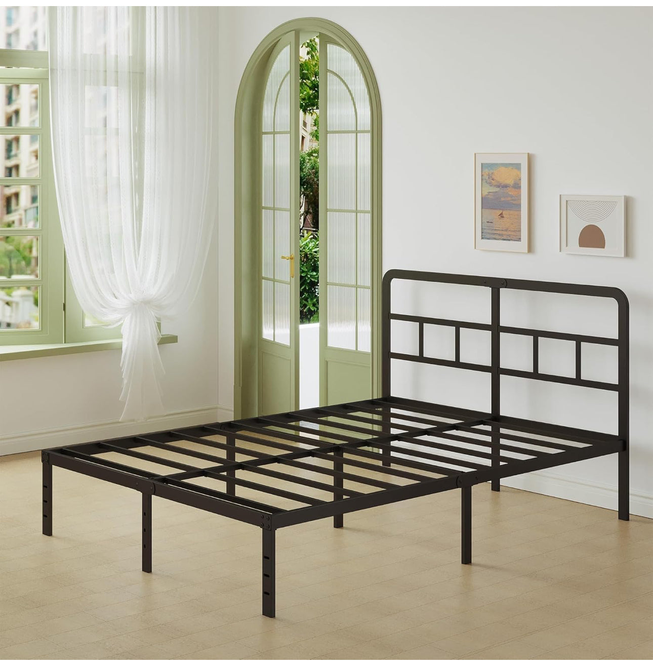 Small Double Bed Frame 4ft with Curved Headboard