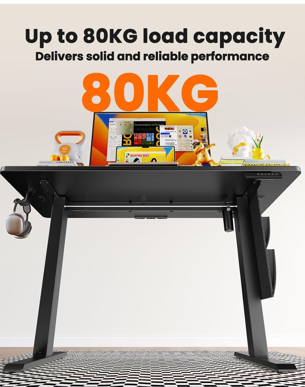 Electric Standing Desk, 100 x 60 cm Height Adjustable