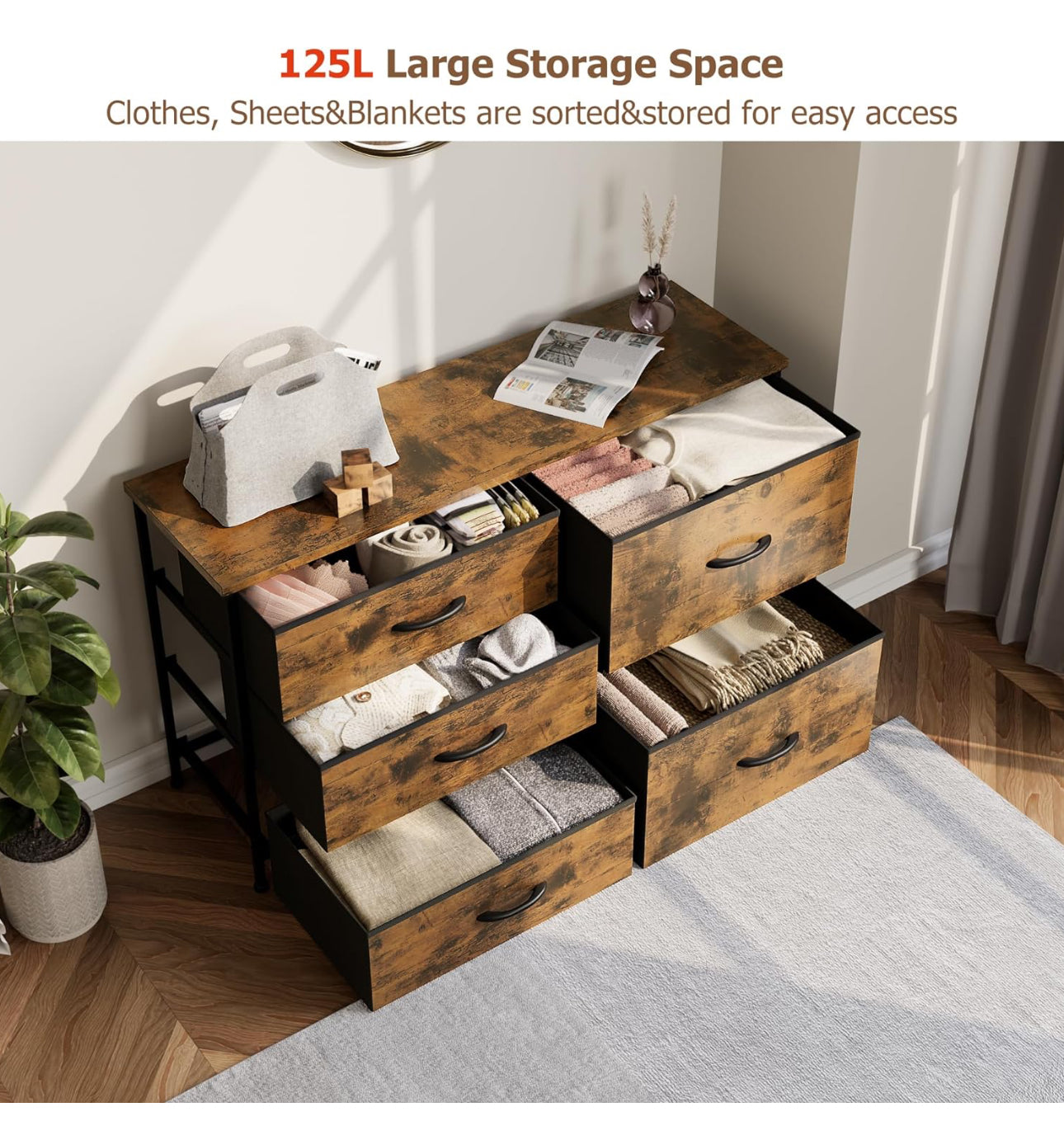 Dresser for Bedroom with 5 Drawers