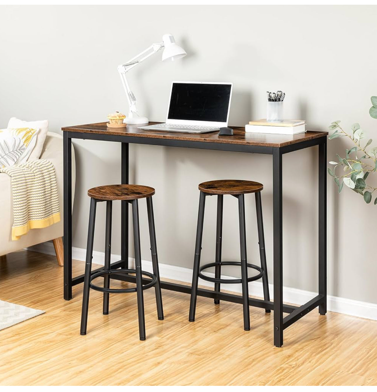 Bar Stools Set of 2, Breakfast Round Bar Chairs