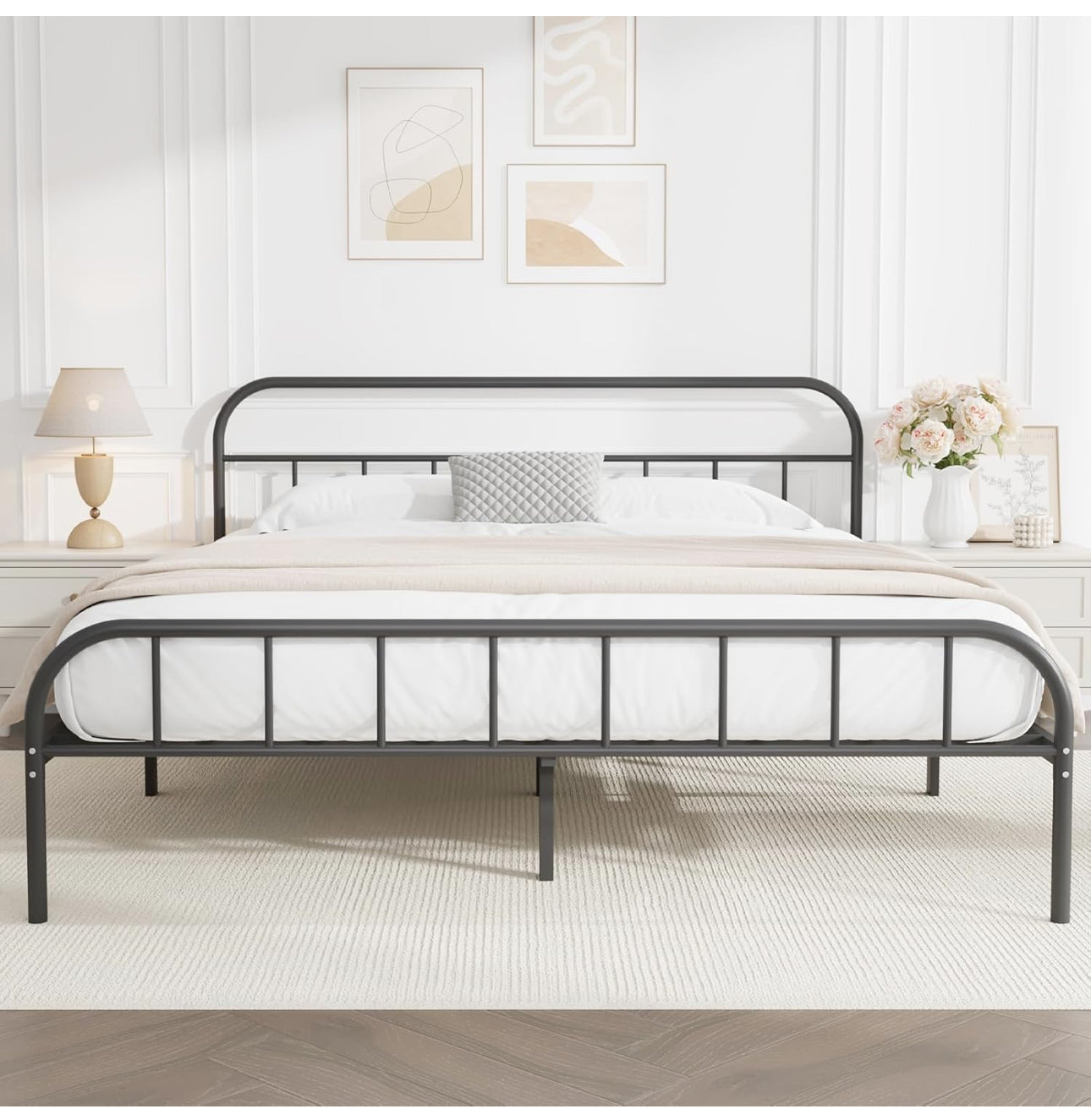 Double Metal Bed Frame with Large Storage Space