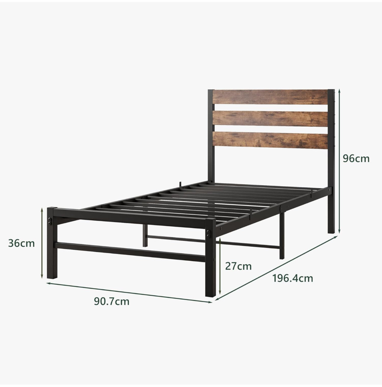 3ft Single Bed Frames with Wood Headboard