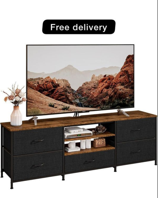 TV Stand Cabinet, TV Unit TV Console Table with 5 Drawers Storage