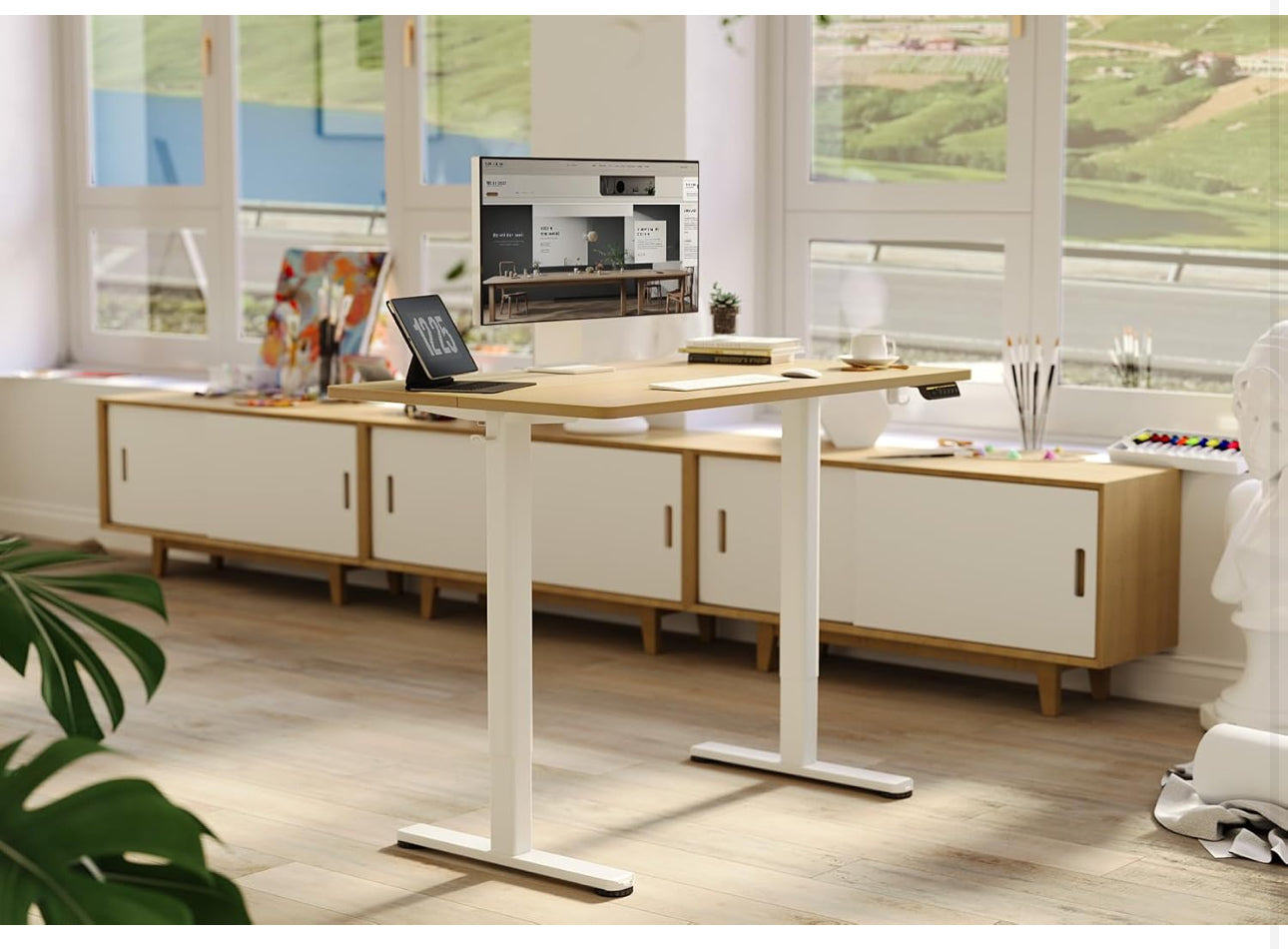 Electric Standing Desk, Adjustable Height Stand up Desk, 160x60 cm