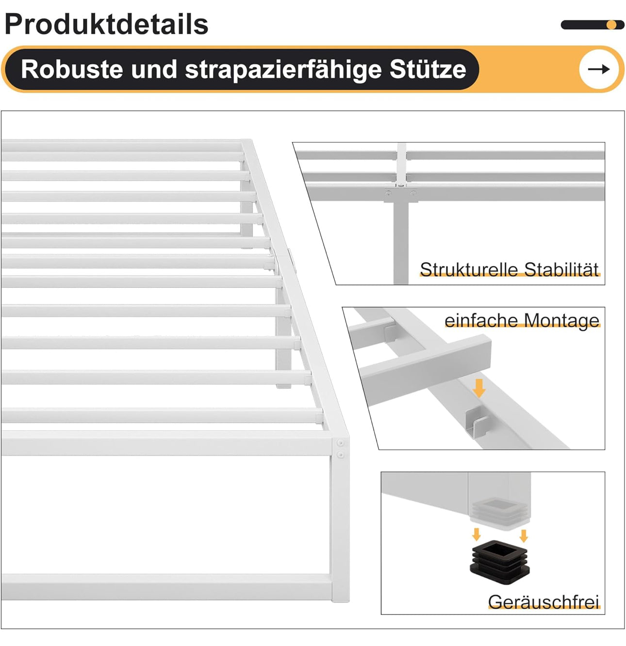Small Double Bed Frame 120x190 cm Metal Platform Bed