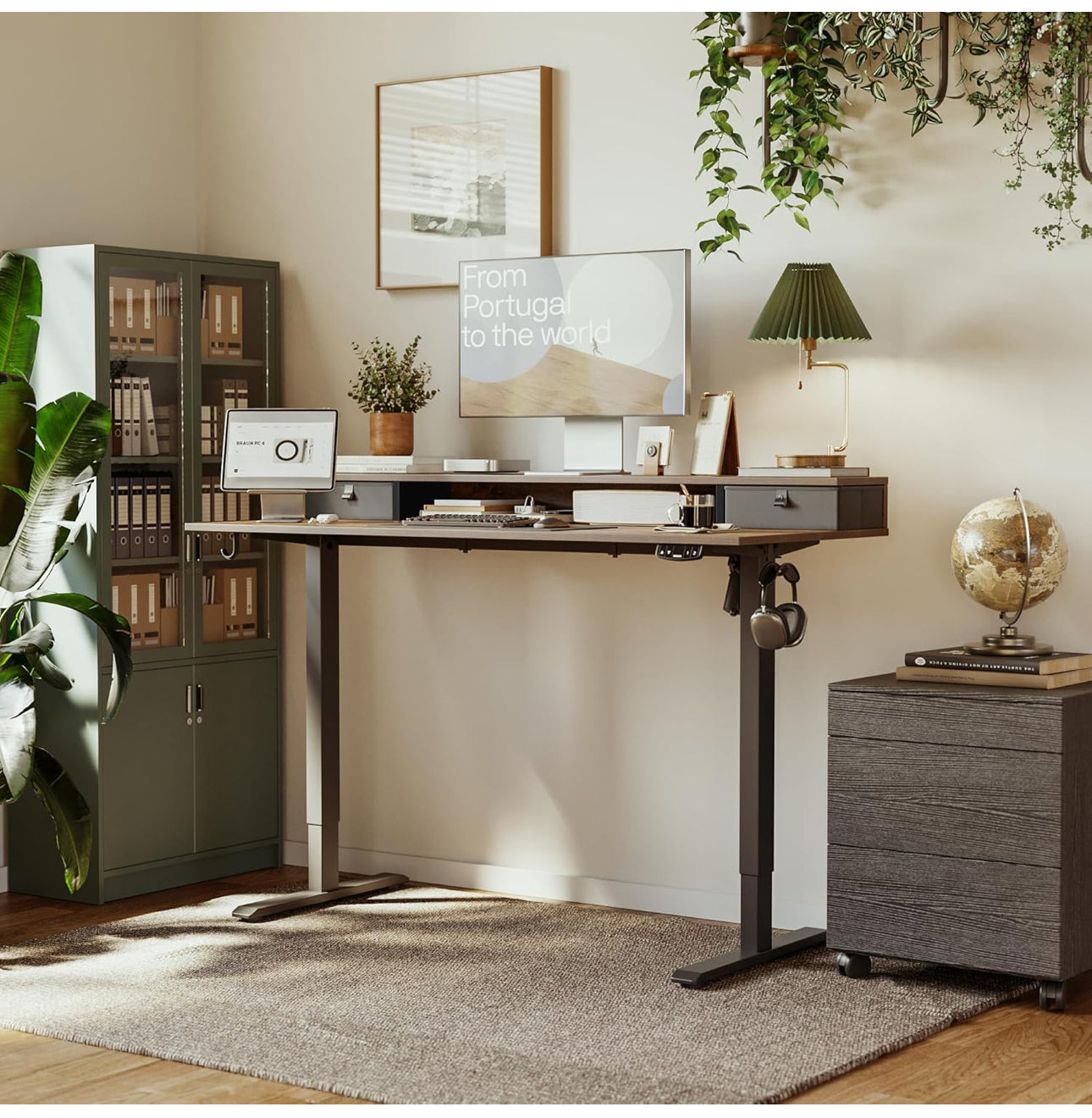 Electric Adjustable Height Desk with 2 Drawers