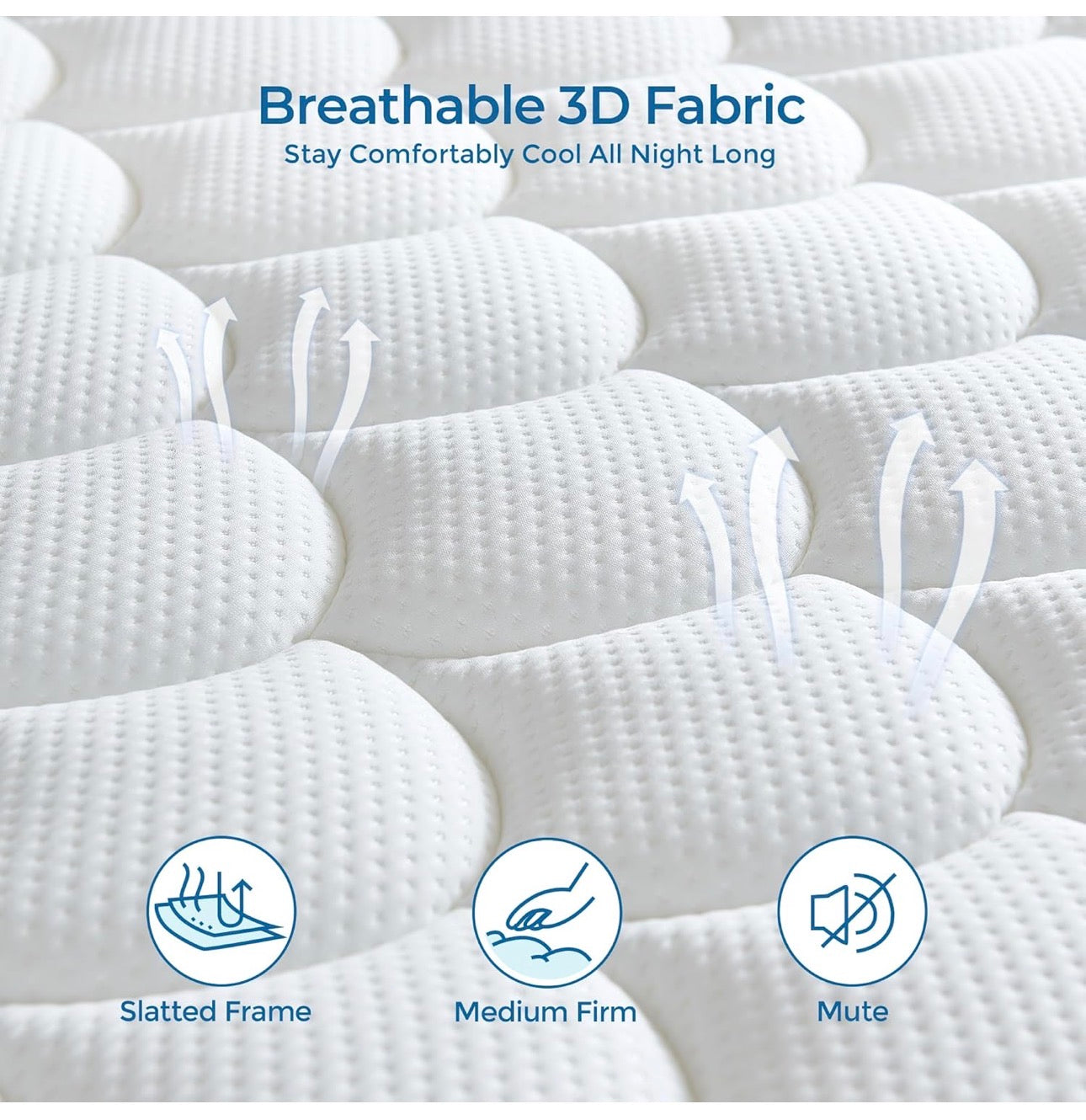 Single Mattress 3FT,9 Inch 9-Zone Orthopedic Mattress with Memory Foam & Pocket Springs and 3D Breathable Fabric- Motion Isolation (90x190x22cm)