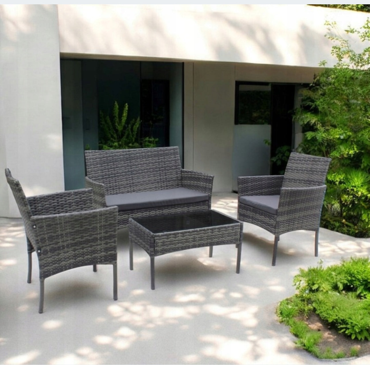 GARDEN FURNITURE SET TECHNO RATTAN GRAY