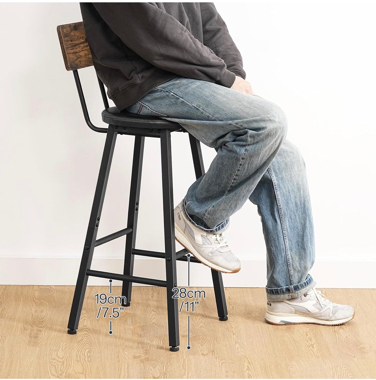 Bar Stools Set of 4, PU Upholstered Bar Chairs wit