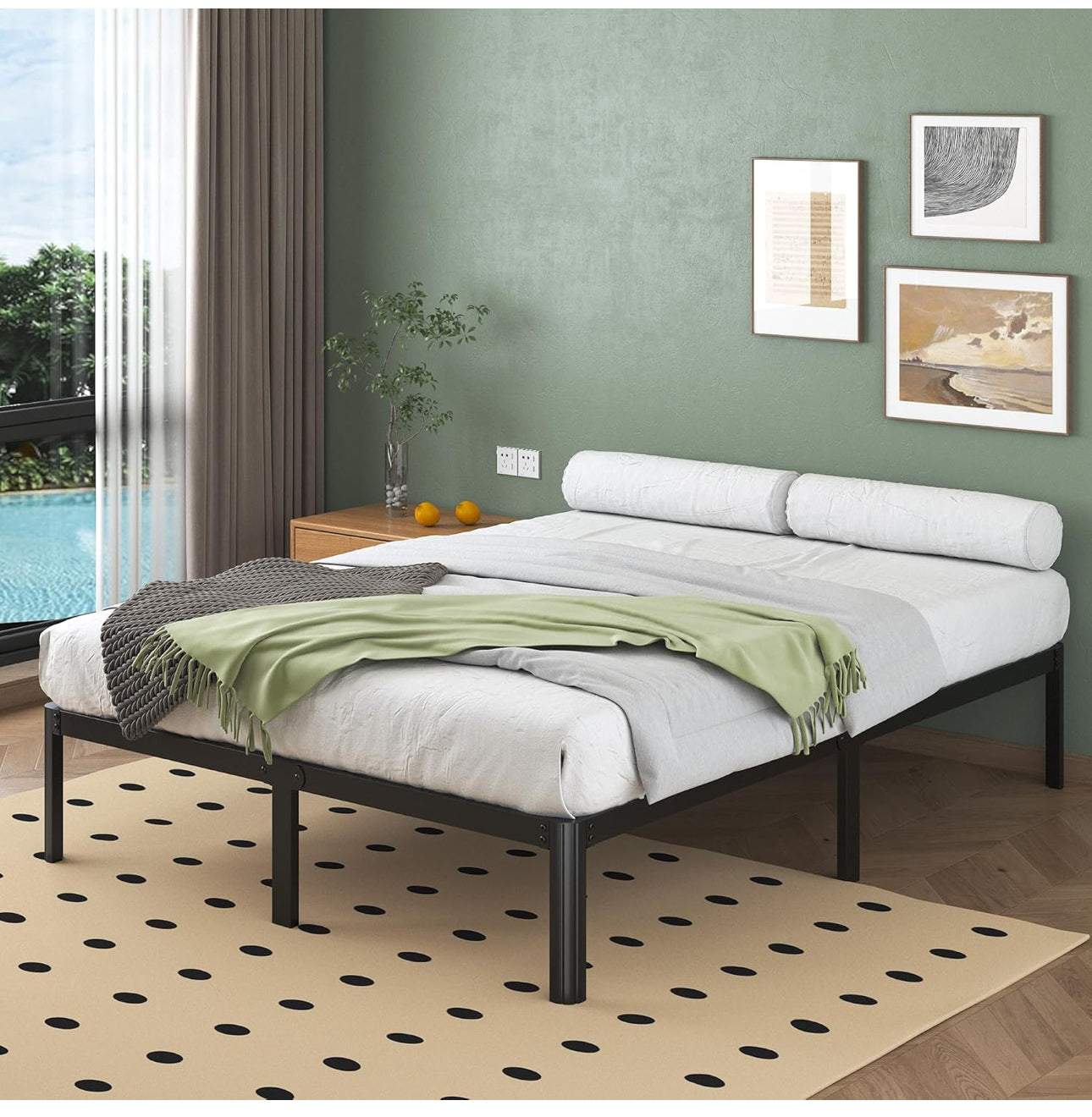 King Size Bed Frame 30.5 cm High with Rounded Corner Legs