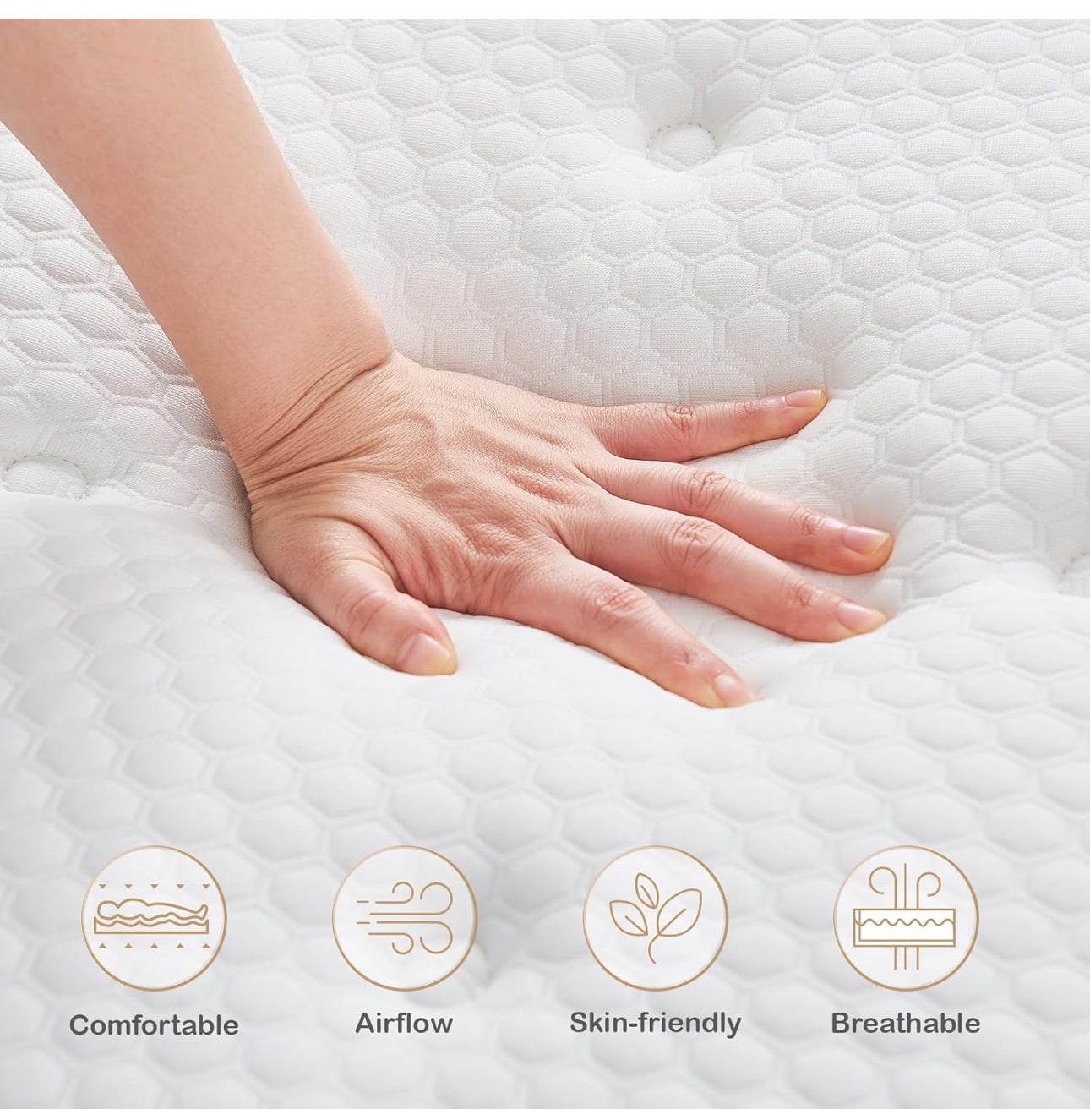 Small Double Mattress,10.2 Inch Medium Firm Memory Foam Pocket Sprung