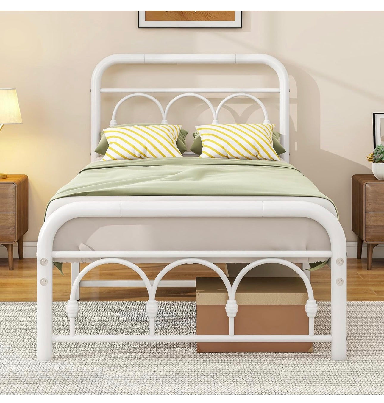3ft Single Bed Frame with Headboard(90x190cm),Metal Arched Single Size Bed Base