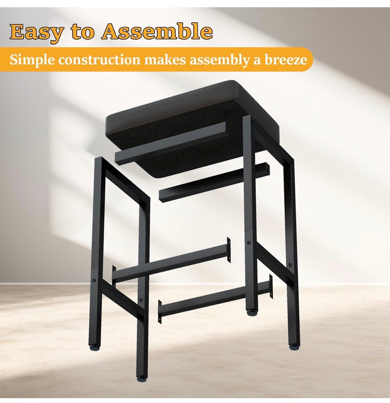 66 cm Bar Stools Set of 4, Black Breakfast Barstools