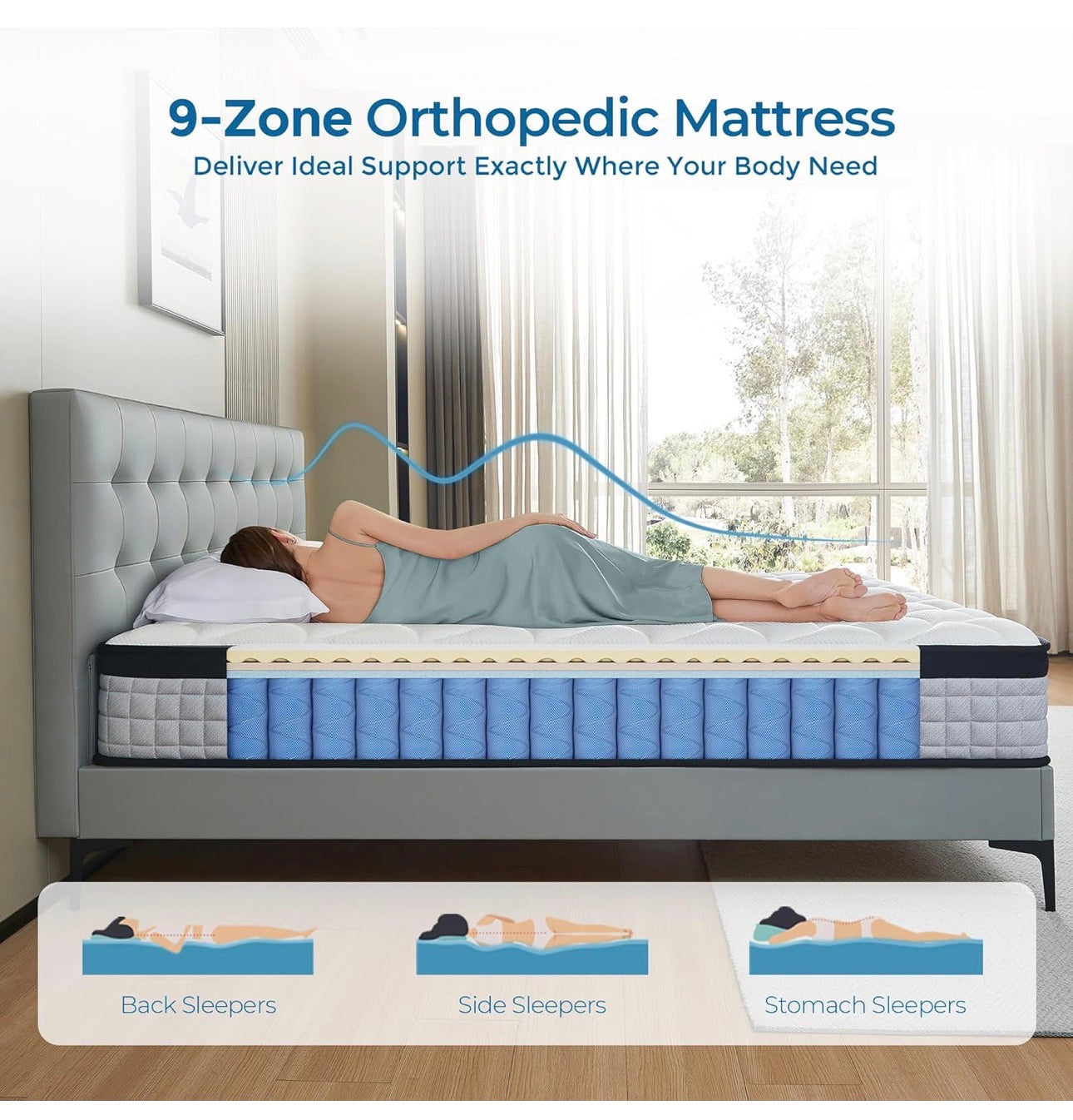Double Mattress 4FT6, 9 Inch 9-Zone Orthopedic