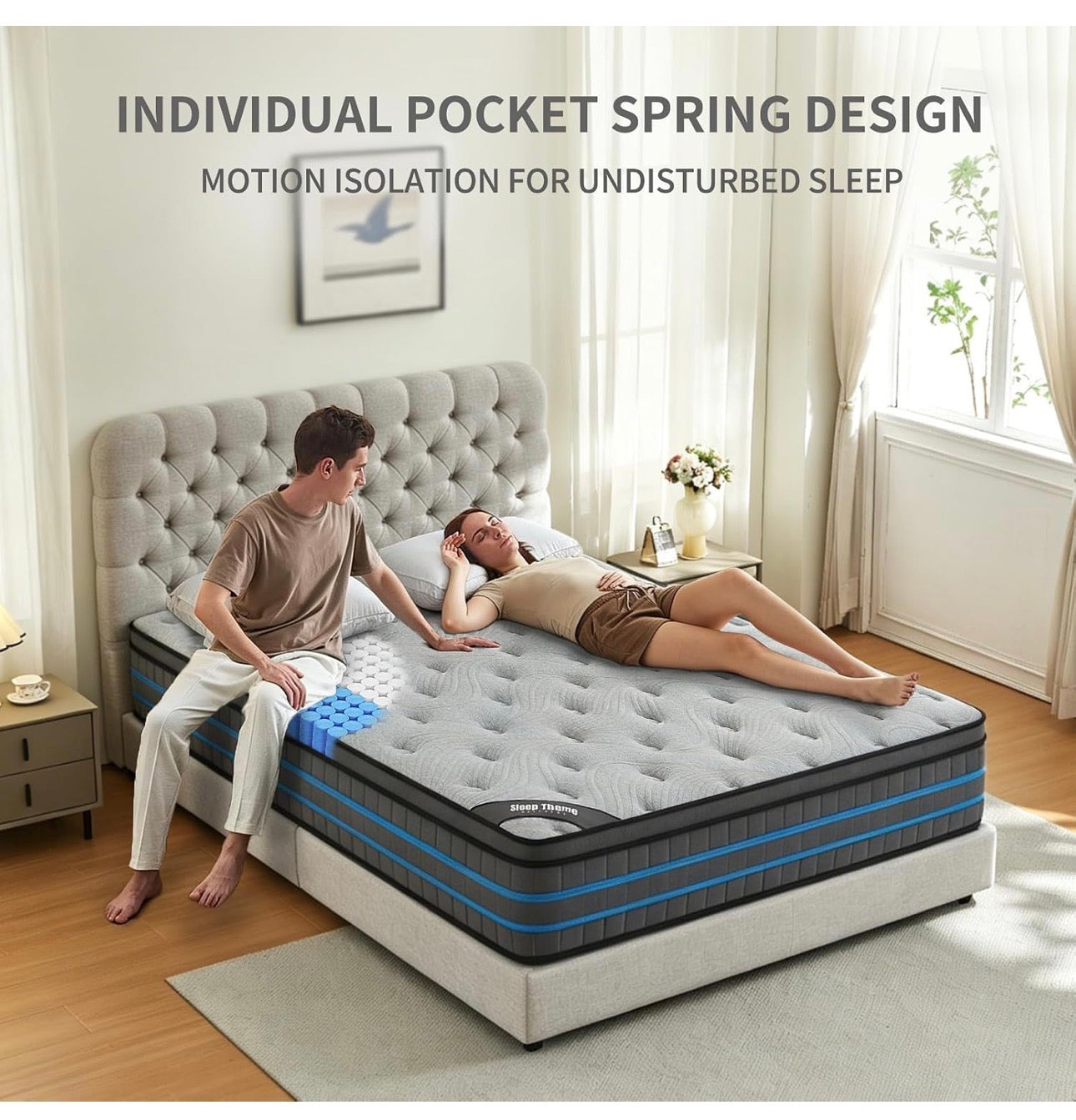 4FT6 Double Mattress,135x190x28cm Hybrid Pocket Sprung, Med Firm
7 Zone Pocket Springs, breathable cover, strong edge support, motion isolation, comfort foam layer
