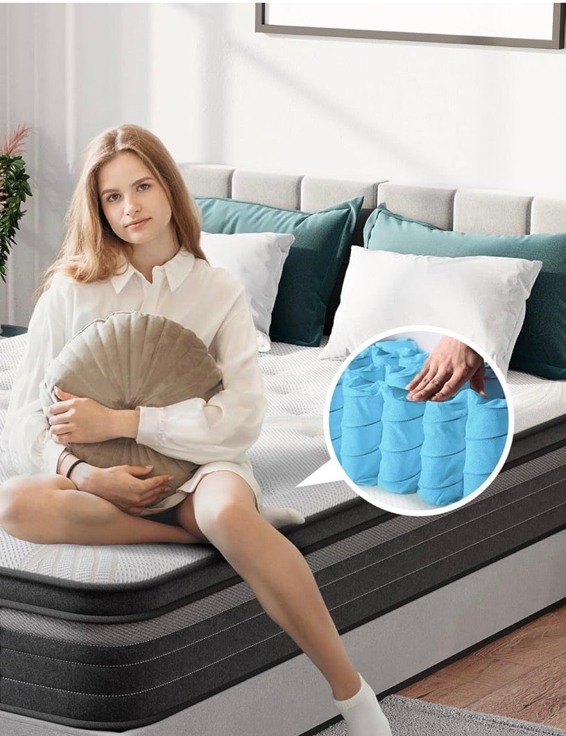 Small Double Mattress, 10.6 Inch Cool Memory Foam Individually Pocket Sprung Mattress