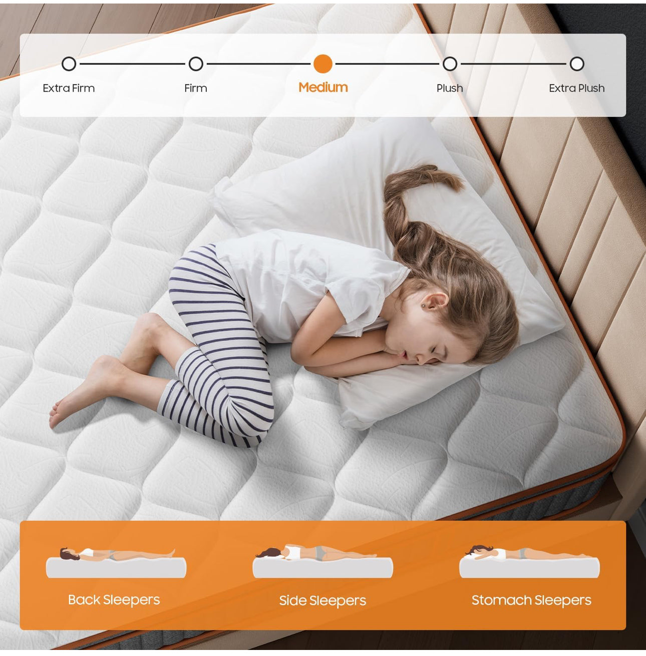 Double Mattresses 10.6Inch Hybrid Mattress Double Bed, Memory Foam Pocket Spring Mattresses Medium Firm
