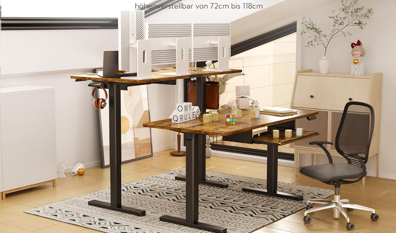 Electric Standing Desk with Keyboard Tray 140x60cm