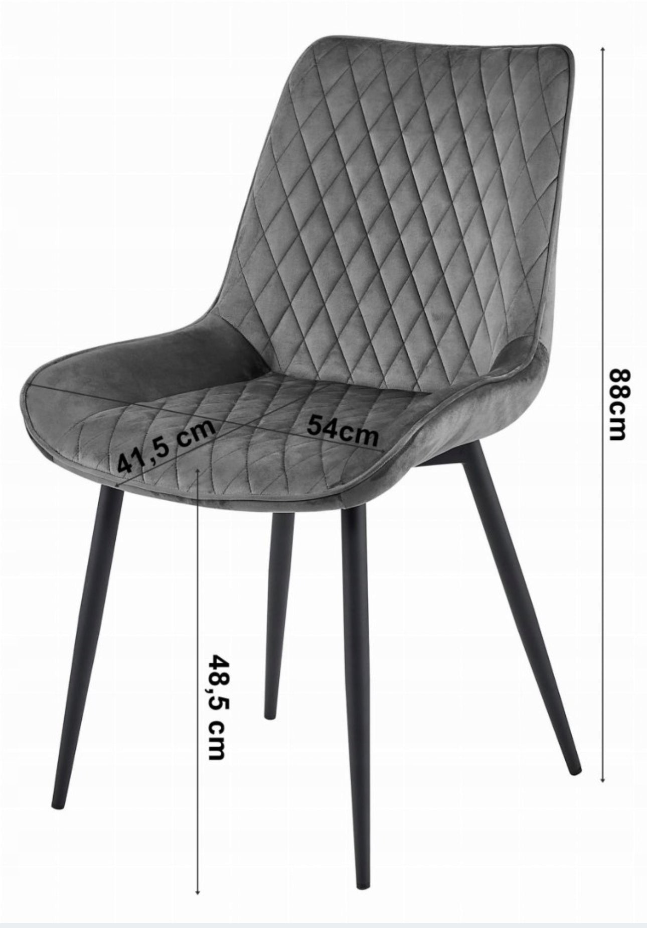 chair dark grey velvet  legs black Vero A