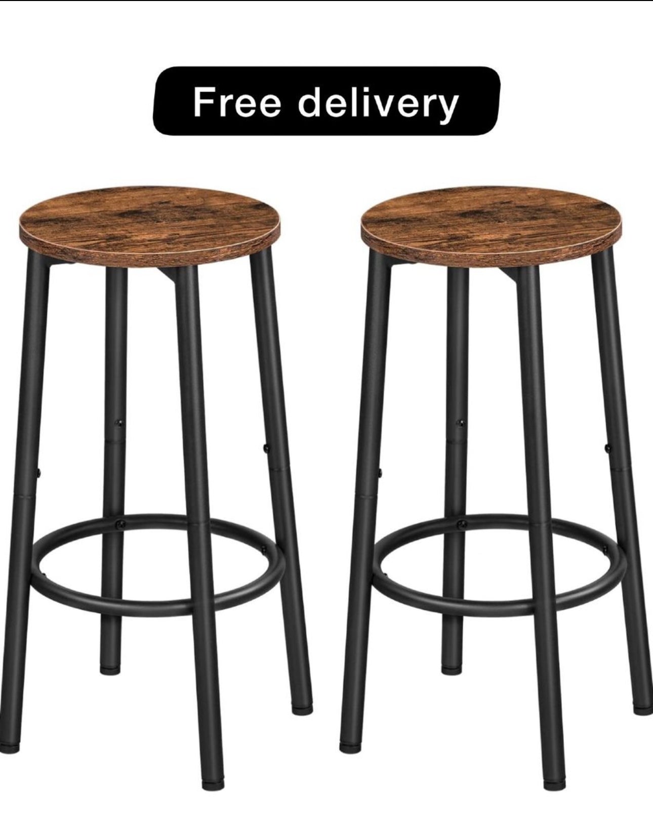 Bar Stools Set of 2, Breakfast Round Bar Chairs