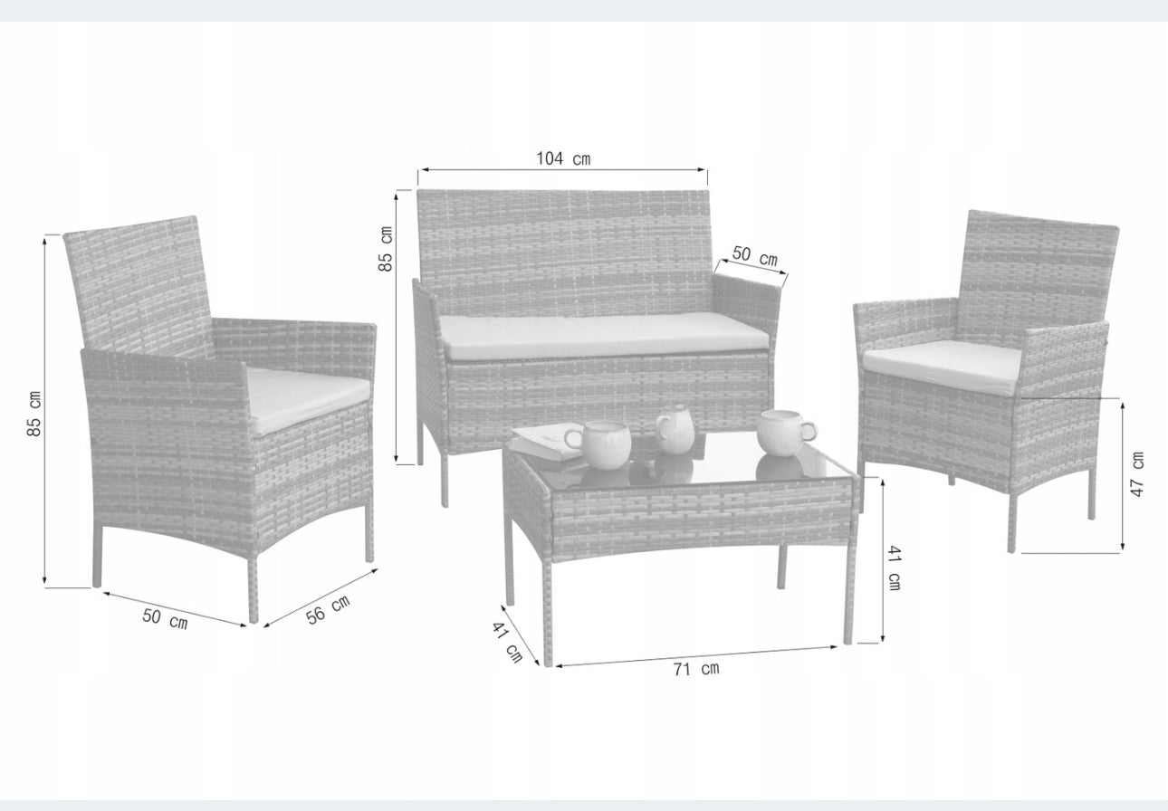 GARDEN FURNITURE SET TECHNO RATTAN GRAY