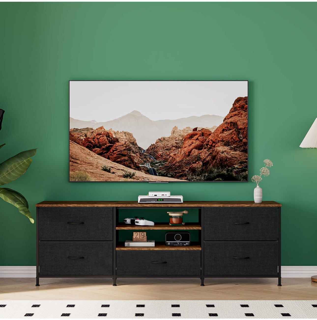 TV Stand Cabinet, TV Unit TV Console Table with 5 Drawers Storage