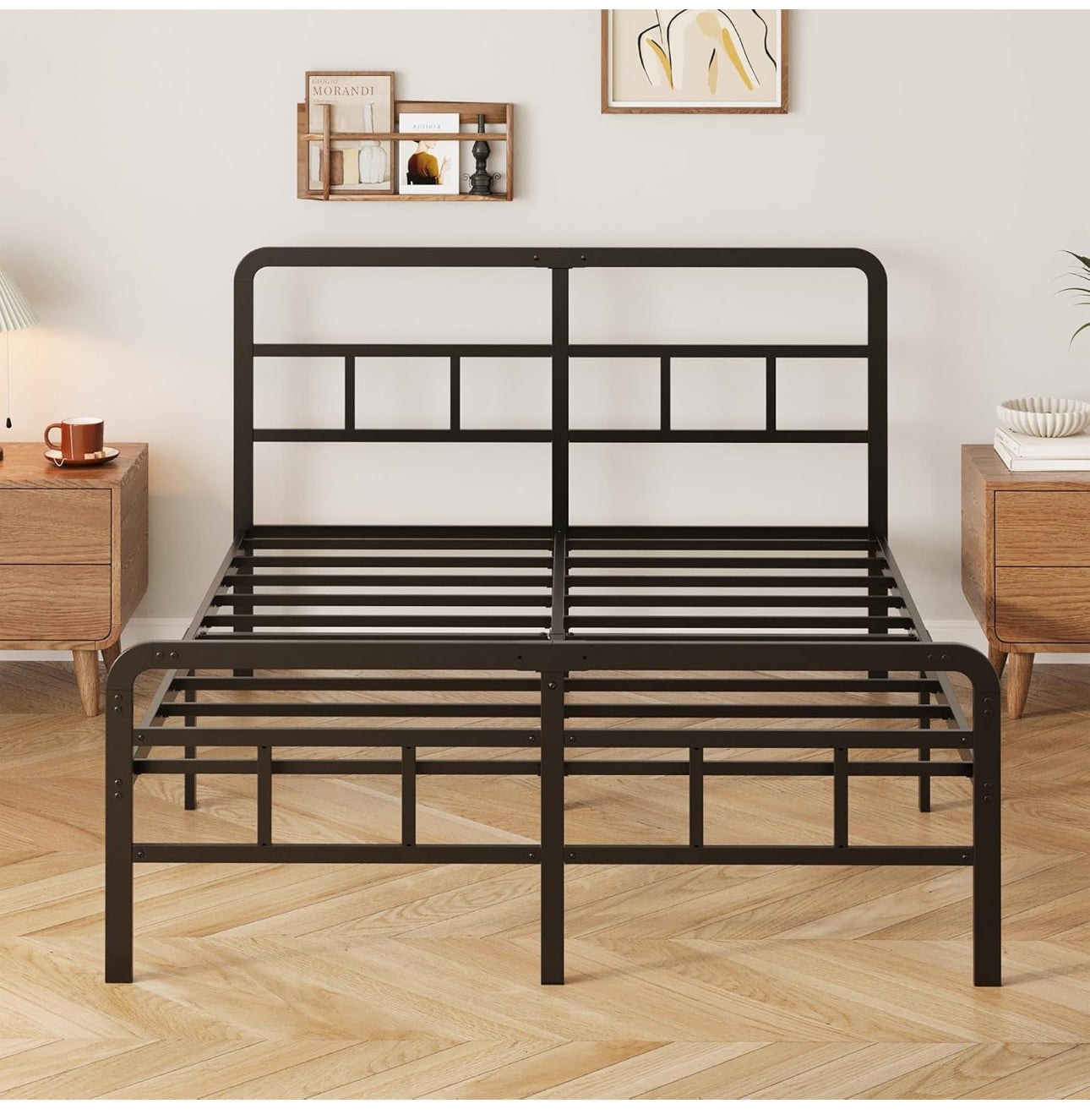 Small Double Bed Frame with Headboard and Footboard 120x190 cm