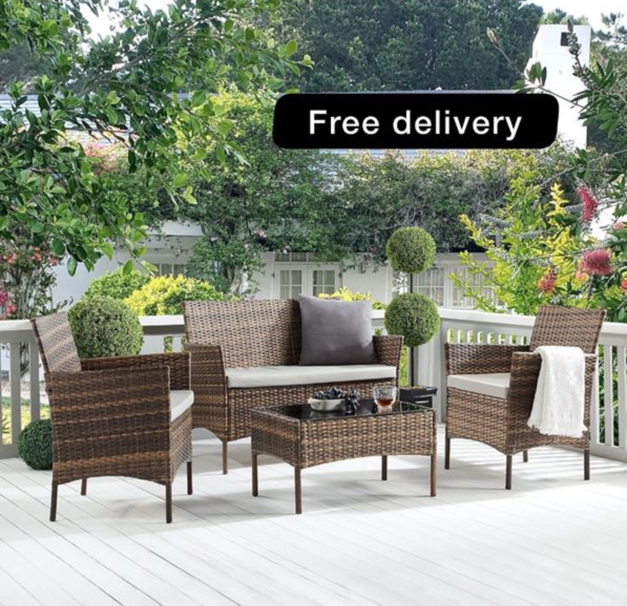 Rattan Garden Outdoor Furniture Set 4 Seaters