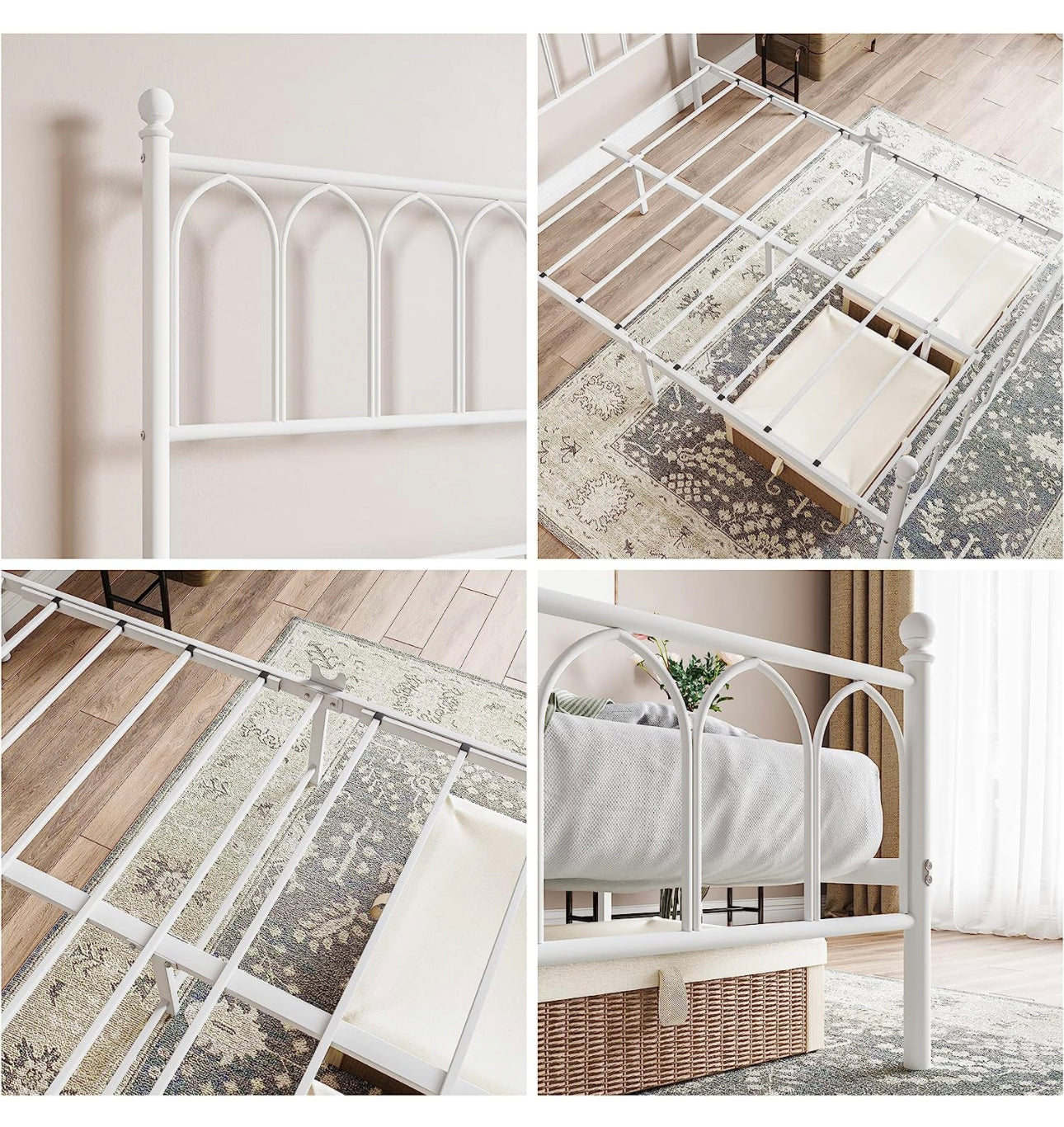 Double Metal Bed Frame Modern Style with Headboard