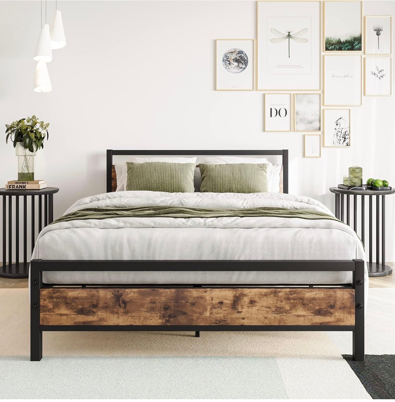 Double Bed Frames with Wood Headboard