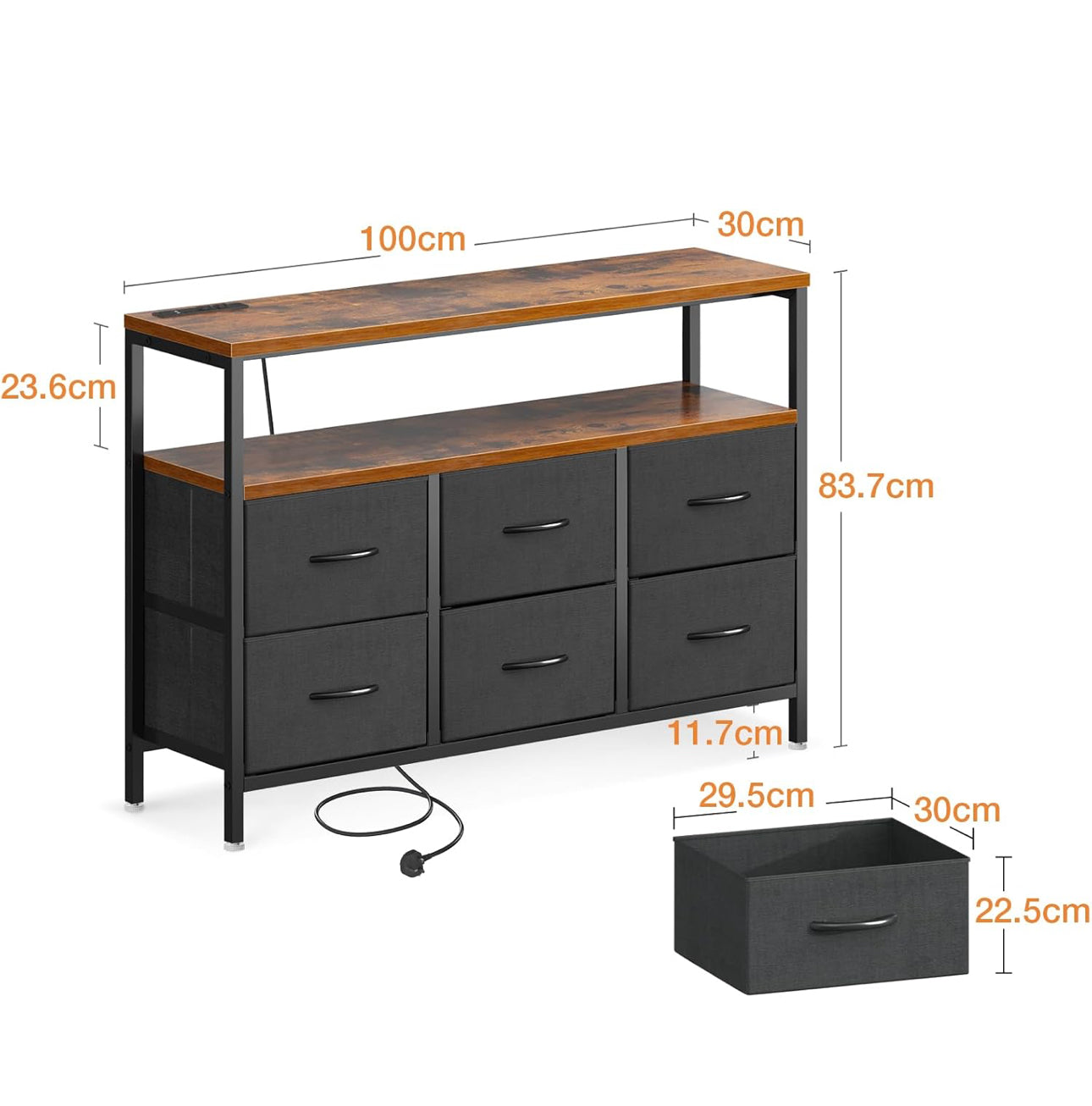 Chest of Drawers Bedroom with 6 Drawers Retro Color