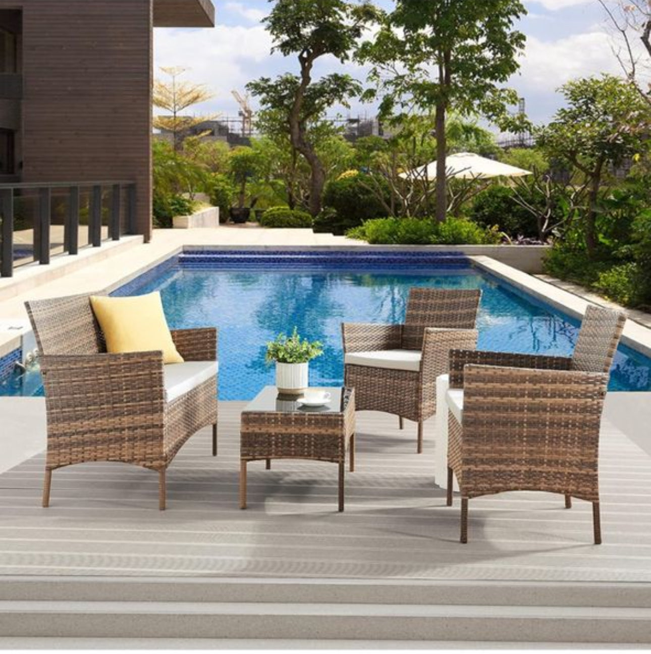 Rattan Garden Outdoor Furniture Set 4 Seaters
