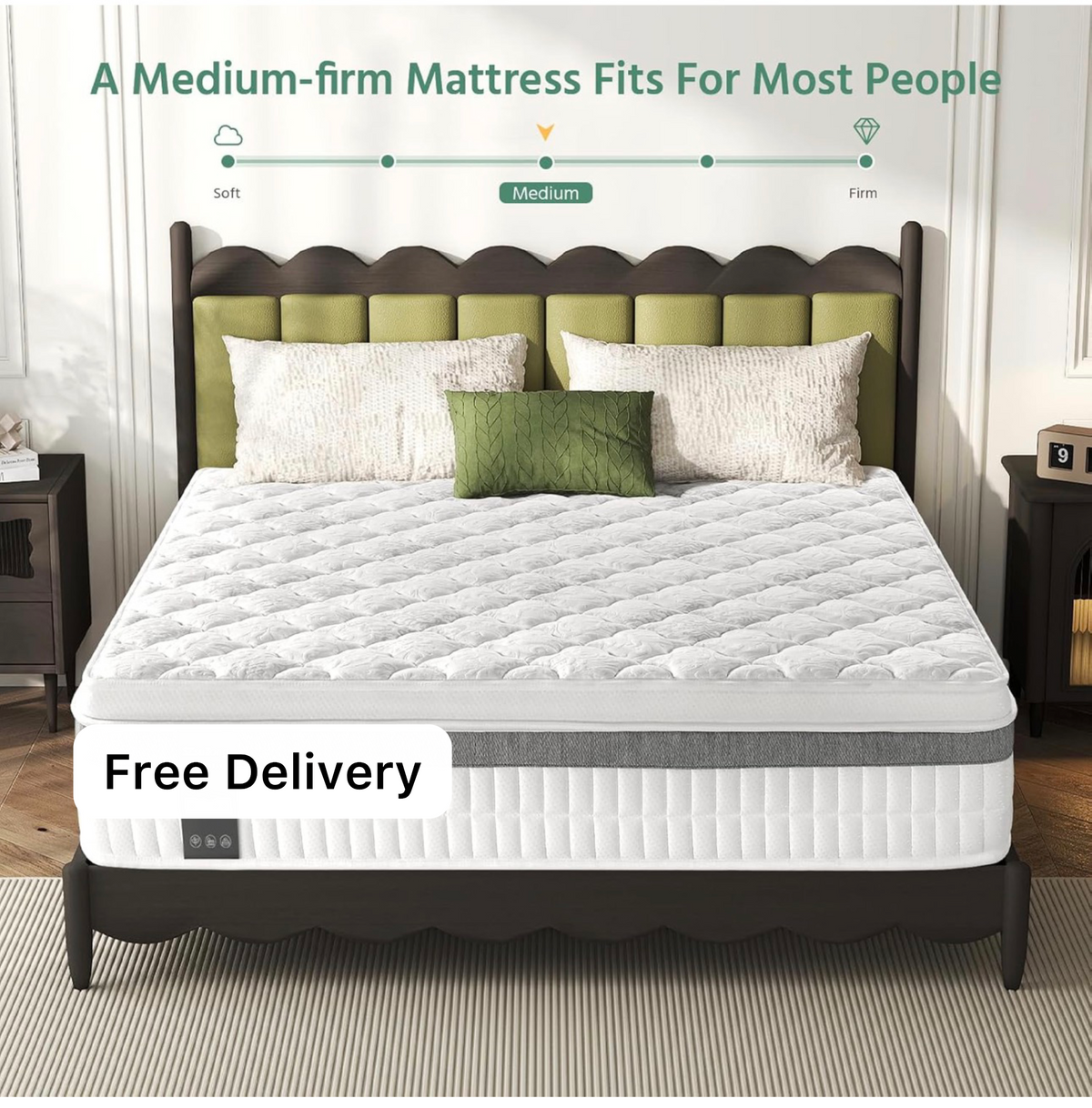 Single Mattress, 11 IN Hybrid Pocket Sprung Cooling Mattress
vintage knit anti-pilling fabric, 7-zone pocket springs for quiet sleeping, Pressure relief & wave breathable foam 90x190x28