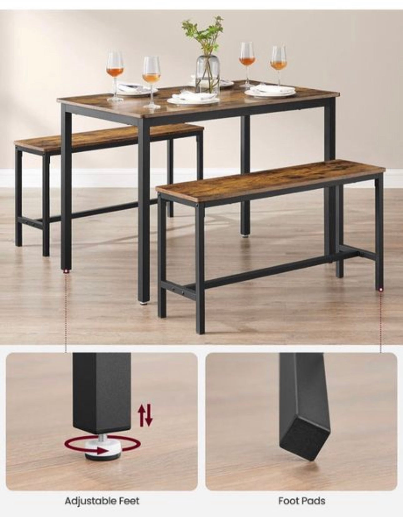 Dining Table with 2 Benches